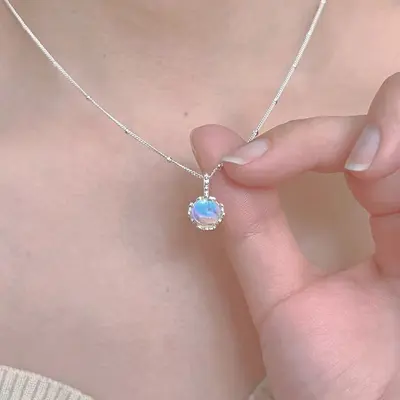 S925-Sterlingsilber-Glücksbringer-Halskette, kurze Kette - 8