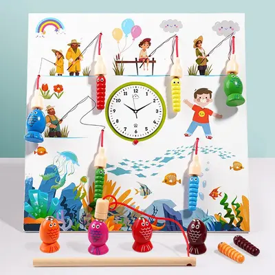 Magnetisches Holz-Angelspiel mit Bienen-Klemmen, Frühlernspielzeug - 13