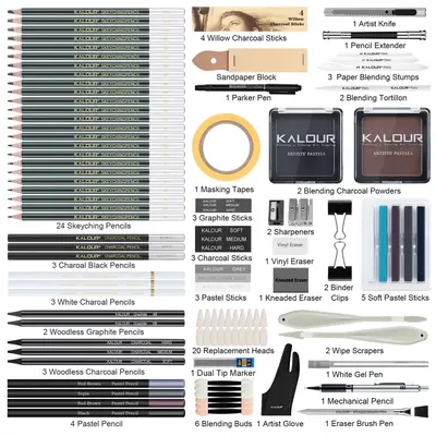 Kalour 108 parçalı taslak kurşun kalem seti - 3