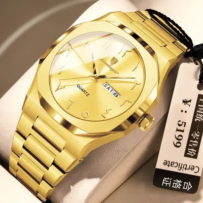Men's quartz watch, waterproof, dual calendar - 8