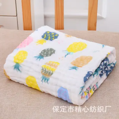 100% Cotton Six-Layer Baby Muslin Blanket, 110x110 cm, Four-Season - 8