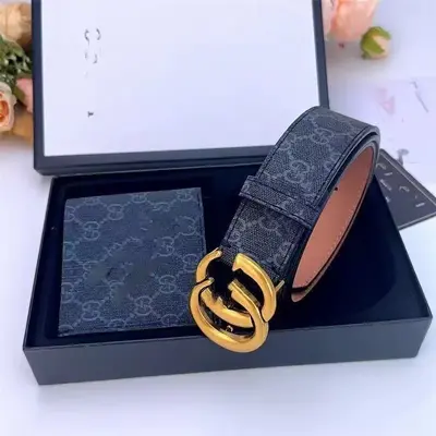 Men's leather belt double layer cowhide with gift box