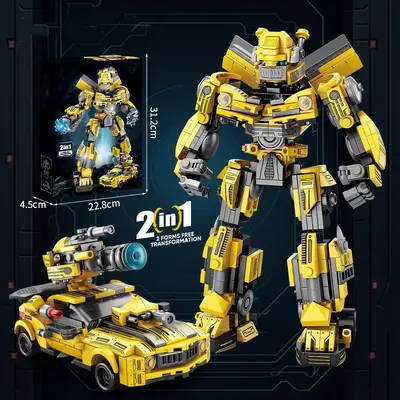 Mit LEGO kompatibles Transformers-Bausteinset Bumblebee und Optimus Prime, ab 6-12 Jahren - 9