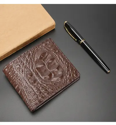 Men's Crocodile Pattern Leather Wallet, Large Capacity, Multi-Card Slots - 8