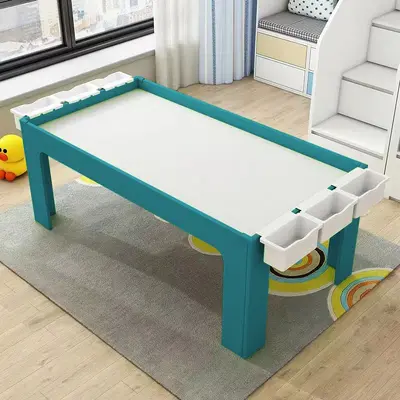 Multifunctional Children's Building Block Table with Sand Tray - 8