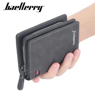 Baellerry Erkek Cüzdan, RFID Korumalı, Buzlu Fermuarlı, Dikey Model - 6
