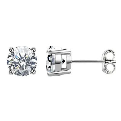 S925 Silver Moissanite Earrings, 4-Claw Design, 18K Gold Plated