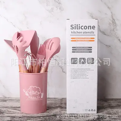Kitchen utensils set Food-grade silicone material 12-piece set, non-stick pan, easy to clean, storage kitchen tool combination included - 8