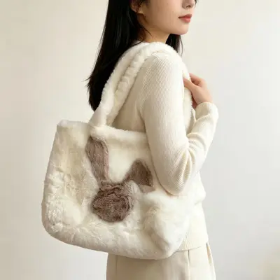 Peluş Kadın Tote Çanta, Büyük Hacimli, Özel Ölçü ve Renk Seçeneği - 10