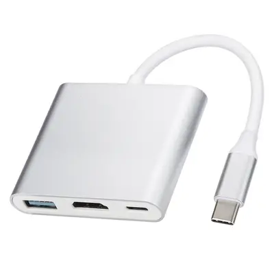 Tip-C HDMI üçü bir arada genişletici 4K adaptör kablosu cep telefonu dizüstü dönüştürücü HD kablo yerleştirme istasyonu - 7