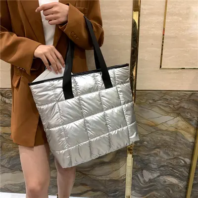 Koreanischer Stil, leichte große Damen-Tote-Bag, Baumwoll-Steppdesign - 1