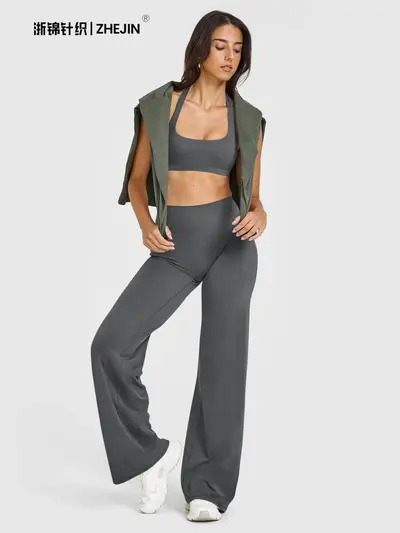 Damen-Outdoor-Freizeithose mit geradem Bein, weite Yogahose - 4