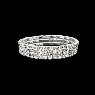 Women's full rhinestone elastic bracelet with multi-row claw chain - 8