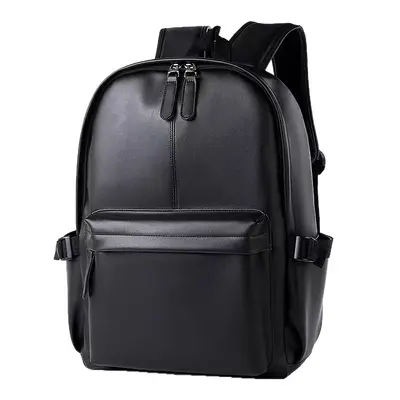 Solid Color Minimalist PU Backpack with Large Laptop Compartment - 5