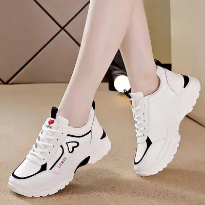 Damen-Chunky-Sneaker 2025, atmungsaktiv, Lederoptik