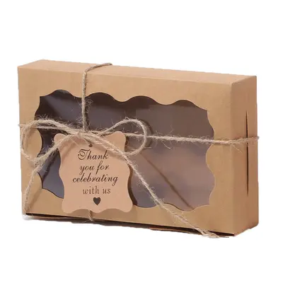 Kraft Paper Cake and Cookie Box with White Clear Window - 11
