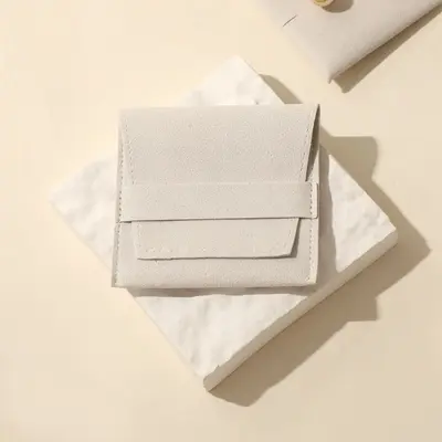 Ultra-suede Flocked Jewelry Bag Portable Travel Jewelry Pouch Premium Velvet Jewelry Storage Bag - 12