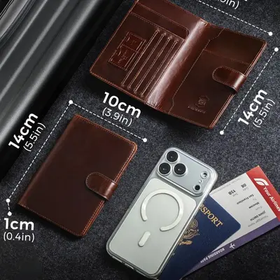 Wholesale Magnetic Snap RFID Blocking Passport Holder Multi-Function Multi-Card Slot Travel Organizer Document Pouch