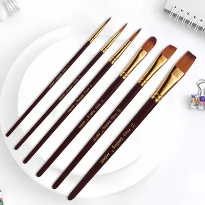 Suluboya fırça seti, 6 parça, naylon, yağlı boya, dijital, çocuk DIY sanat malzemeleri