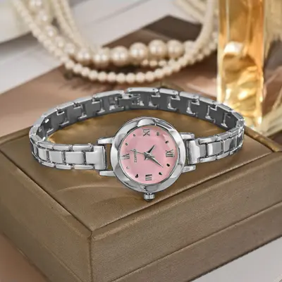Nische runde kleine Zifferblatt Studenten Armband Stahlband einfach elegant kompakt Uhr Damen ins erreichbar Luxus Retro Waldstil - 10