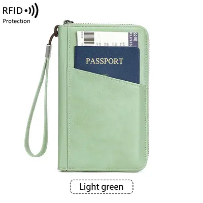 跨境新款RFID长款护照夹机票收纳证件包多功能旅行拉链护照包 - 8