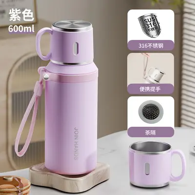 316 Paslanmaz Çelik Termos Bardak, 500 ml Çay Süzgeçli, Taşınabilir - 11