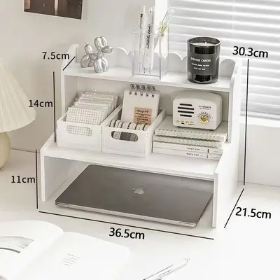 Office Desktop Multi-Layer Cosmetic Organizer, Grid Shelf - 11
