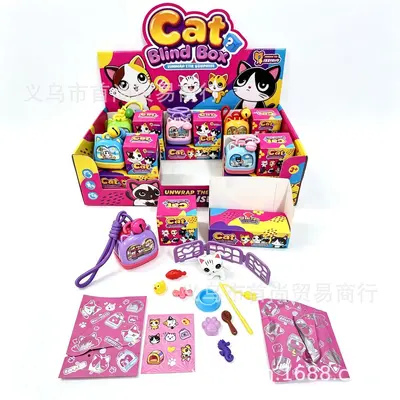 Grenzüberschreitende Katzen-Blindbox für Haustiere, Kinder-Rollenspielspielzeug, realistische Überraschungs-Katzenkäfig-Blindbox, Taschenanhänger