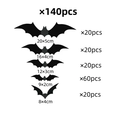 Halloween Decoration Set, 3D Black Spider and Bat Wall Stickers