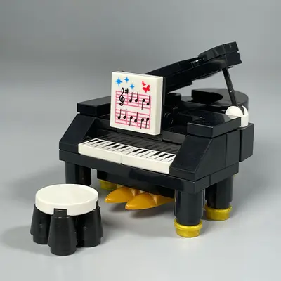 Small-Brick Building Block Set, Musical Instruments: Piano, Drum Kit, Guitar, Saxophone - 3