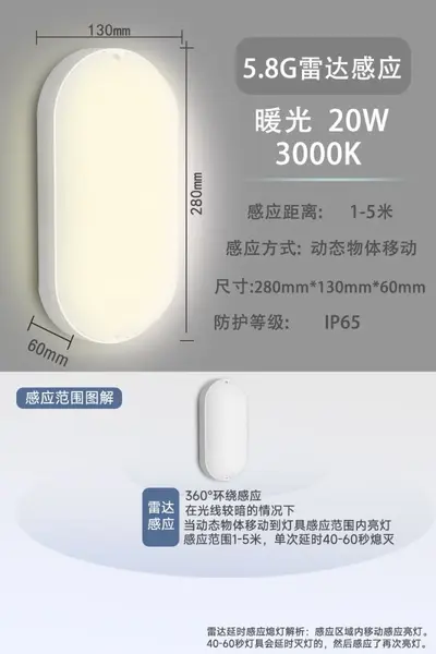 Outdoor Waterproof LED Wall Lamp, Moisture-Proof Indoor Motion Sensor Wall Light for Bathr - 10