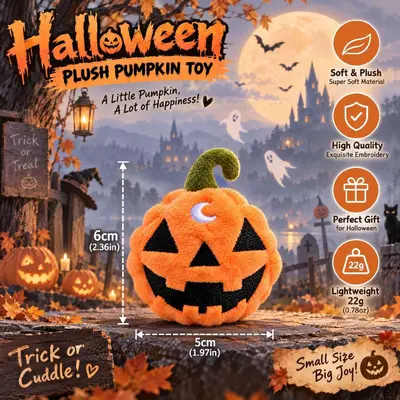 Halloween Ghost Pumpkin Decoration and Squeaky Pet Dog Toy - 7