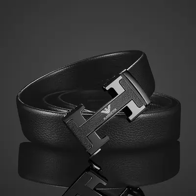 Men's belt with simple alloy automatic buckle, suitable for young and middle-aged men, versatile for business attire and trousers, fashionable men's belt. - 9