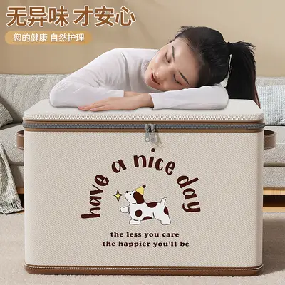 Large Capacity Storage Box Foldable with Lid Dust-proof Fabric Organizer Box Home Bedroom Clothing Living Room Toy Storage