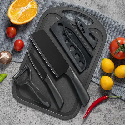 Stainless Steel Vegetable and Fruit Cutting Set with Cutting Board and Knives - 9