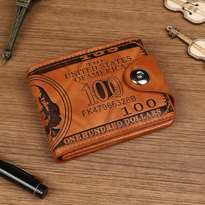 Men's Wallet, Ultra-Light PU Leather, Multifunctional, Dollar Pattern - 8
