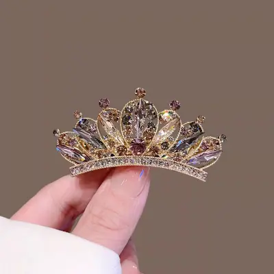 Lightweight Luxury Crystal Crown Hair Clip Spring Clip