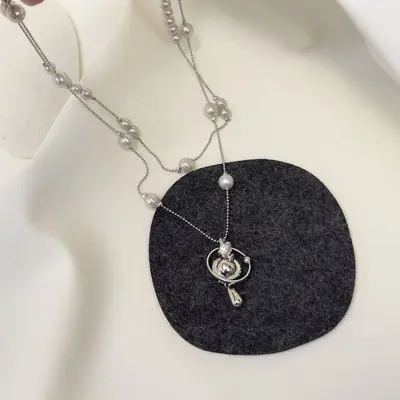 Perlenkette mit abnehmbarer Kette, stapelbar, hochwertiges Design