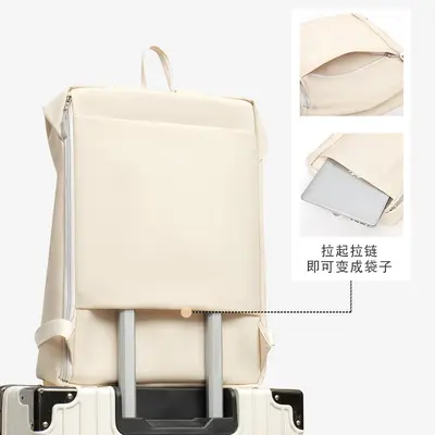 Large-Capacity Women's Backpack, Attachable to Trolley Case, Korean Style - 5