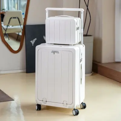 20 Inch Front-Opening Women's Boarding Suitcase with Combination Lock - 13