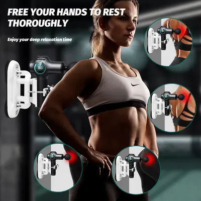 Massage Gun Stand with Dual Suction Cups, Back Massage Holder and Hair Dryer Support Rack - 2