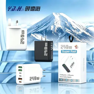 240W Çok Portlu Telefon USB Şarj Cihazı Üç-in-Bir Hızlı Şarj PD Şarj Başlığı Çoklu Delikli iQOO Şarj Başlığı Evrensel