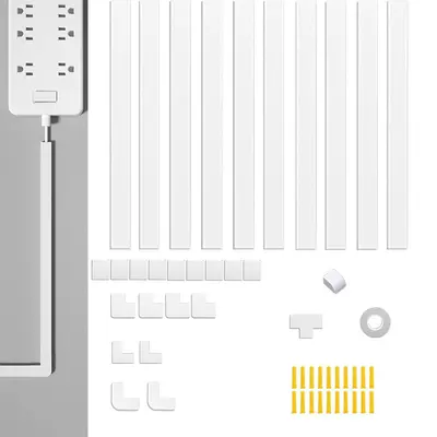 PVC Surface-Mounted Cable Trunking Set, Flame-Retardant, Self-Adhesive - 10