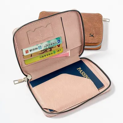 Passport Bag with Zipper, RFID Protection, Multifunctional