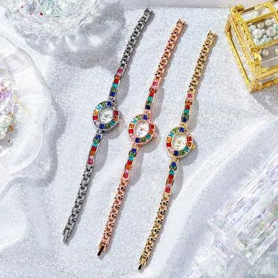 Colorful diamond women's quartz watch