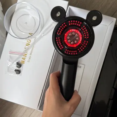 新品电动按摩梳红蓝光养发仪防脱发油涂抹梳头皮上药器抓揉生发梳