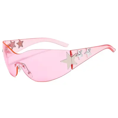 Rimless UV400 Sunglasses, Star Design - 11