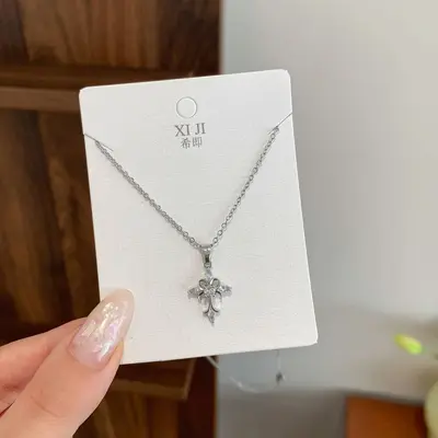 Stern- und Blüten-Quadrat Diamant Halsketten-Set - 13