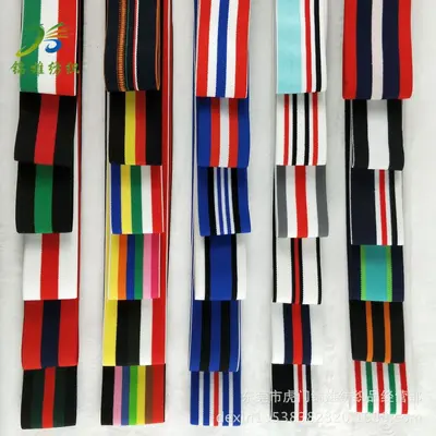 4 cm farbiges Nylon-Gummiband, mehrfarbiges Streifen-Hosenbund, Bekleidungszubehör, 2,5 cm Jacquard-Webband