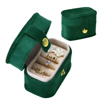 In-stock mini ring storage box, portable travel case, multi-compartment, flip-top lid, snap closure ring jewelry box - 11